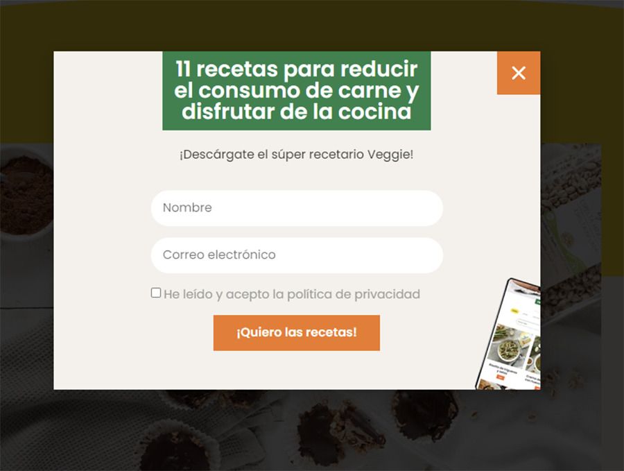 cta ventana emergente vegetalia