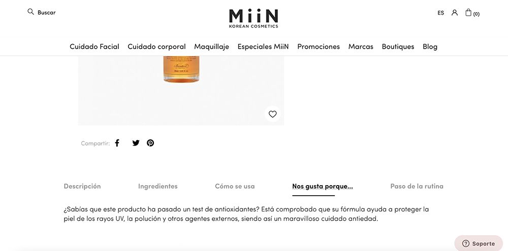 ejemplo ficha de producto miin cosmetics