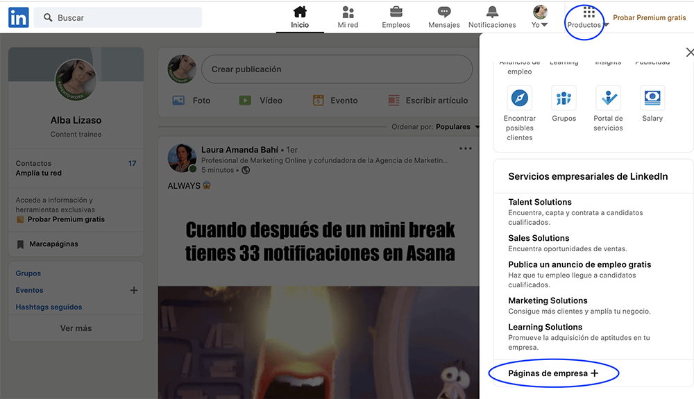 pagina empresa linkedin