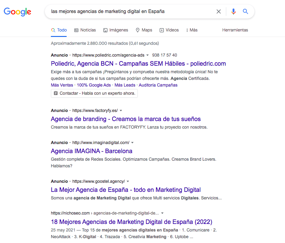 palabras clave intención comercial