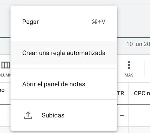 Crear una regla automatizada