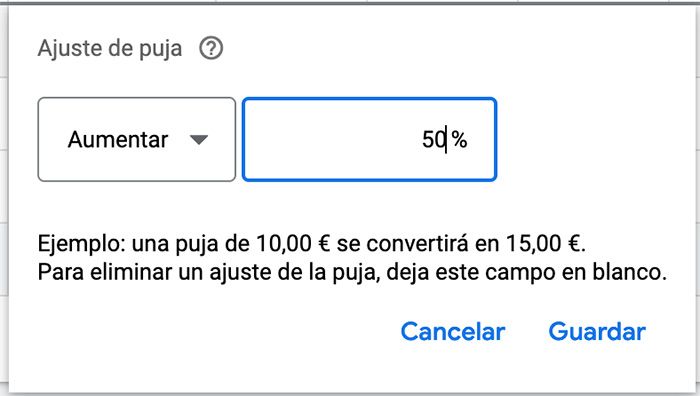 aumentar ajustes de puja g ads aumentar ajustes de puja g ads