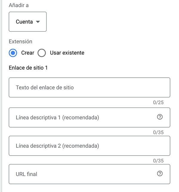 como crear extension de enlace de sitio