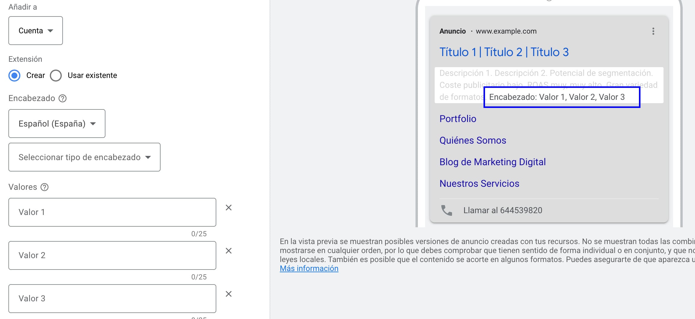 como crear extension extracto del sitio