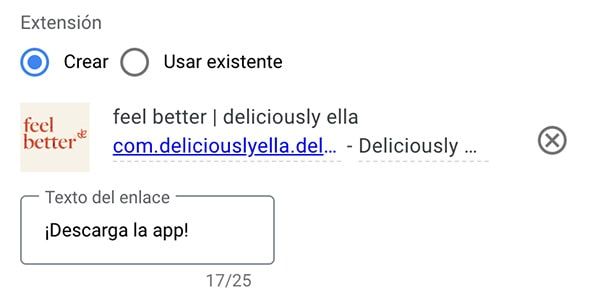 ejemplo crear extension aplicacion
