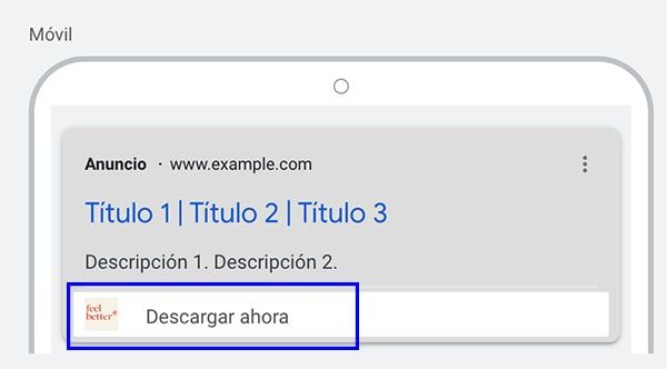 ejemplo anuncio con extension aplicacion