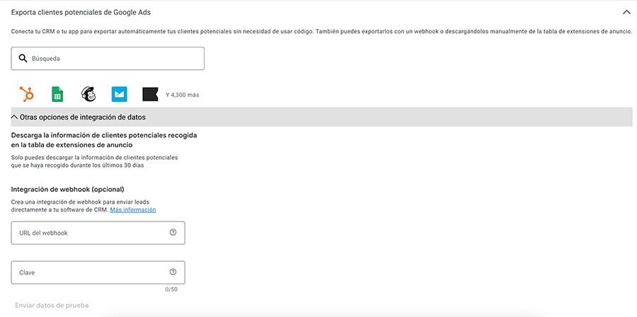 exportar leads formulario extension