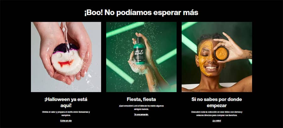 lush ejemplo copy cta lush ejemplo call to action