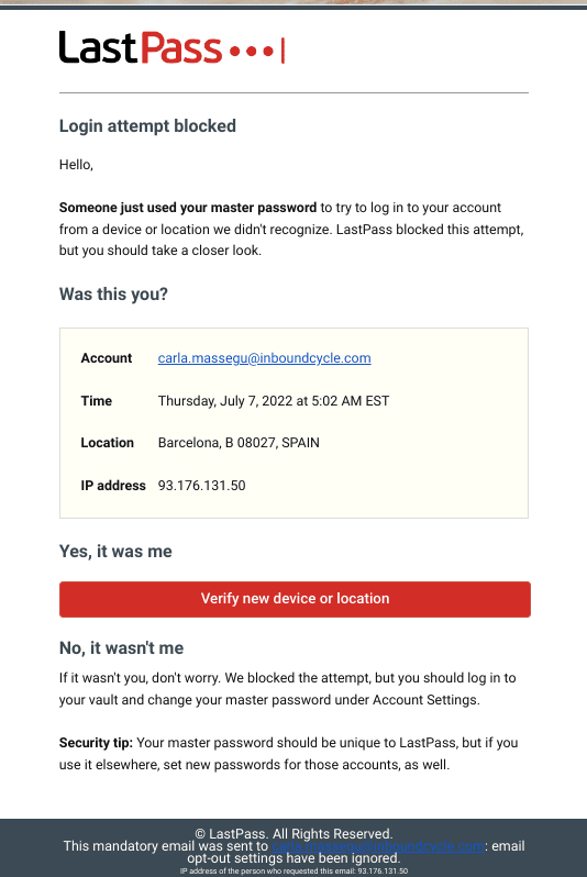 email transaccional ejemplo inicio sesion sospechoso
