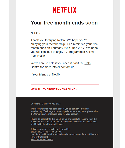 email transaccional ejemplo vencimiento cuenta