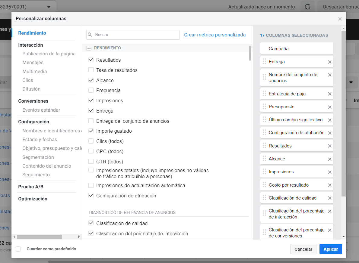 columans de rendimiento meta ads columans de rendimiento meta ads