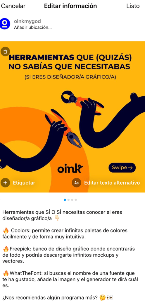 eliminar una o varias fotos de un carrusel ya publicado