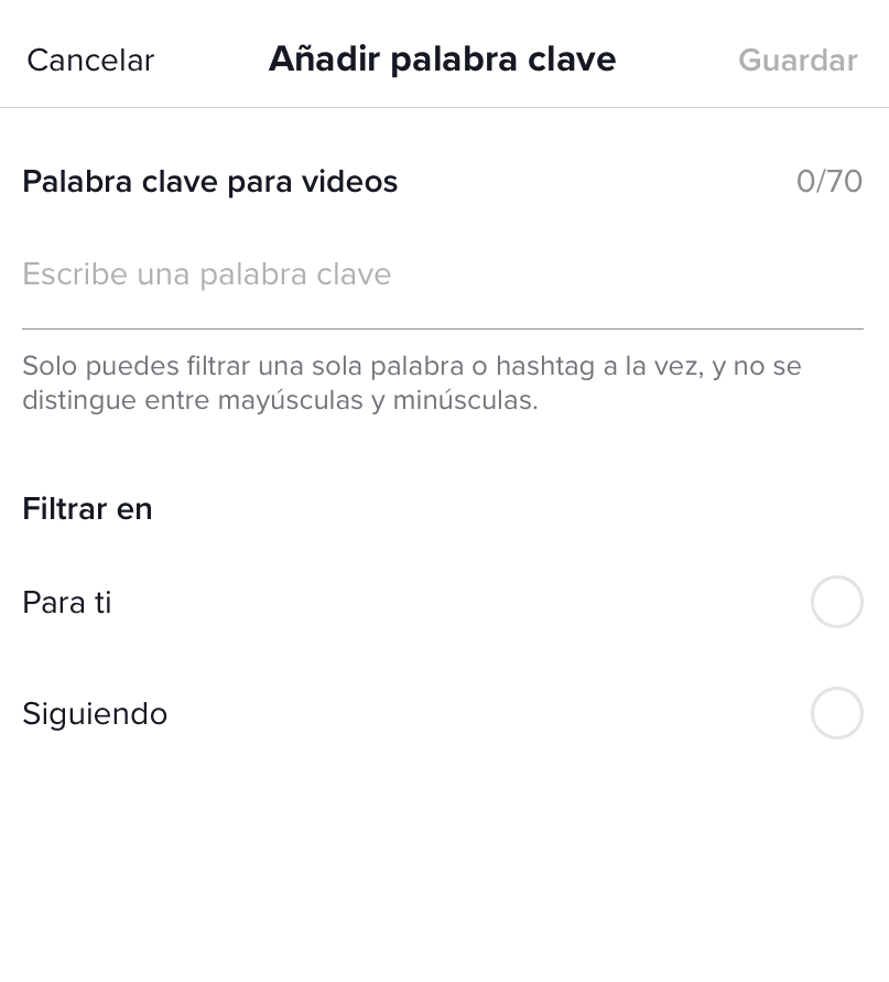 tendencias tiktok filtrar videos palabra clave hashtag