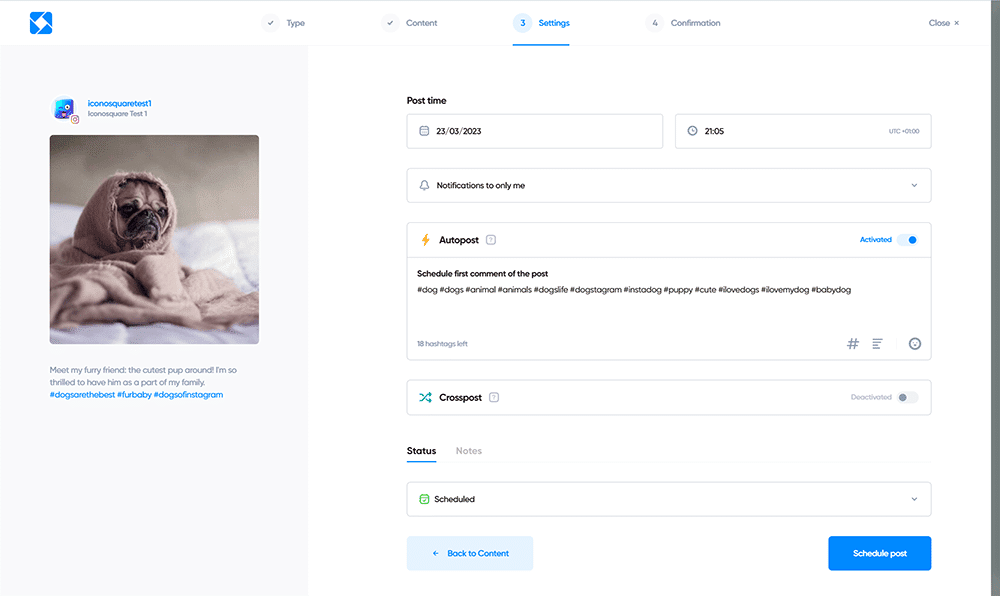 iconosquare publicar y programar