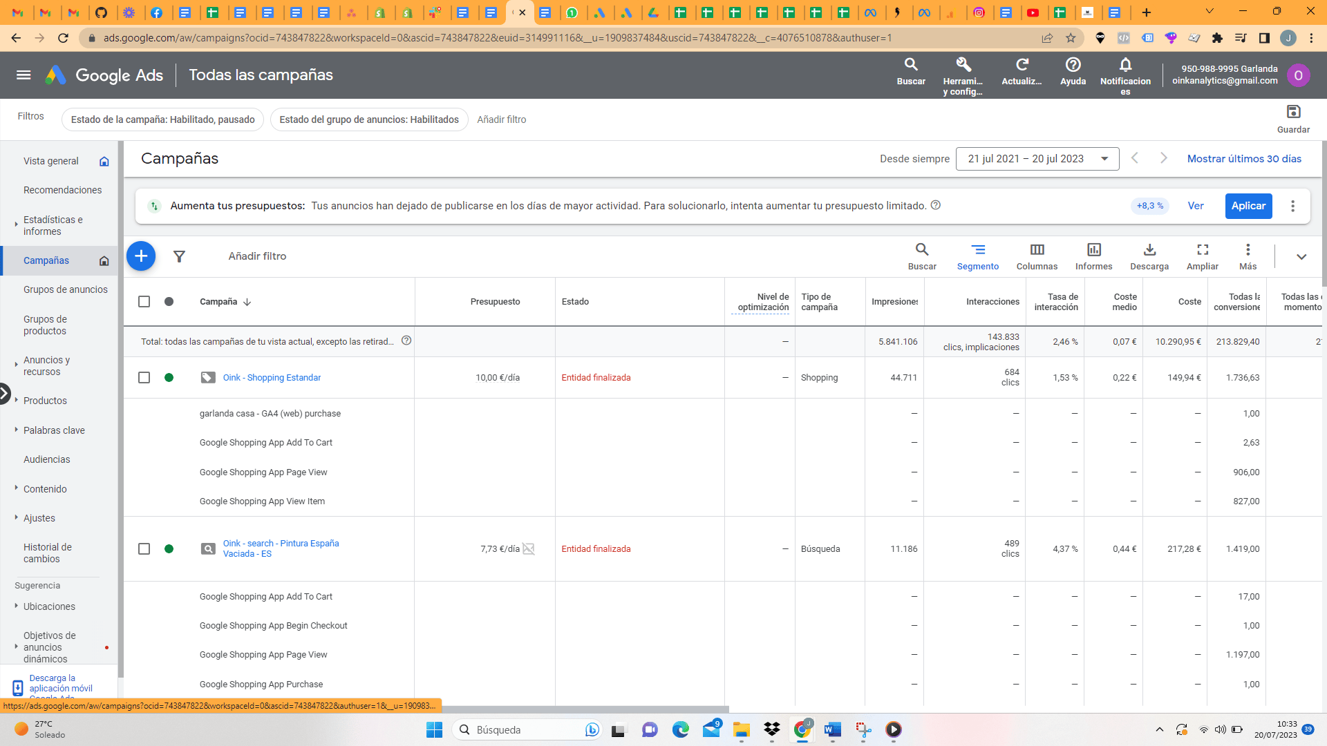 campañas interfaz g ads campañas interfaz g ads