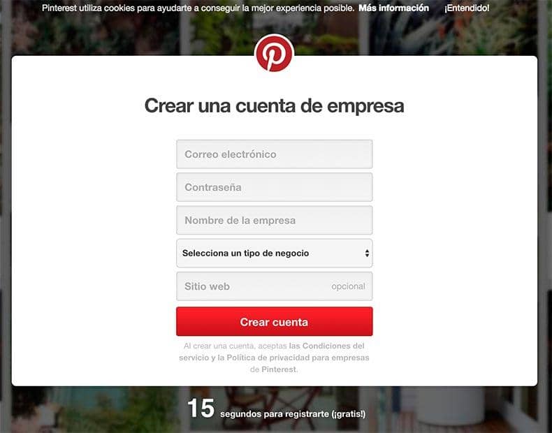crear cuenta empresa pinterest
