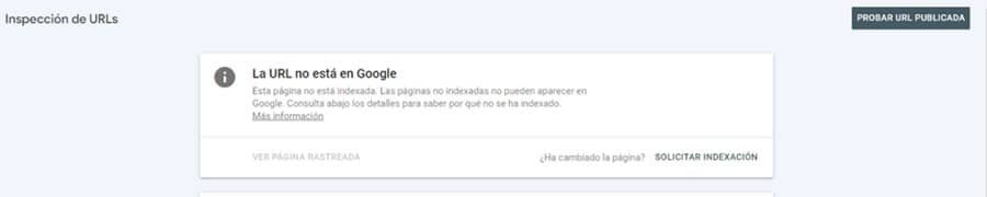 La URL no está en Google Search Console