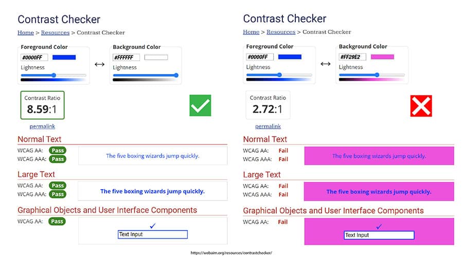 Contrast ejemplo diseño inclusivo