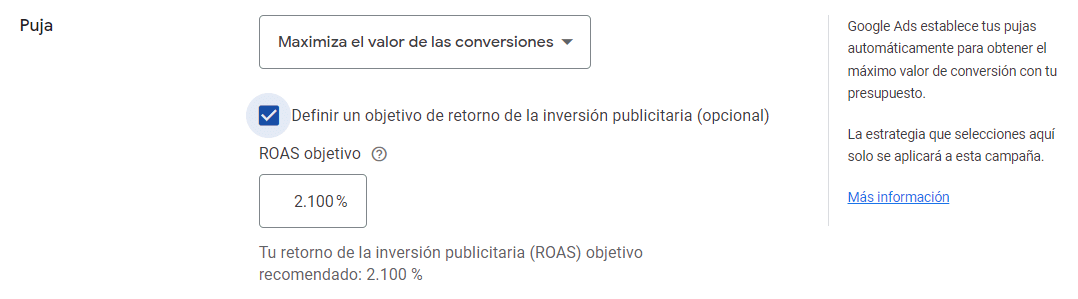 Estrategia de puja de ROAS Objetivo en Google Ads Estrategia de puja de ROAS Objetivo en Google Ads