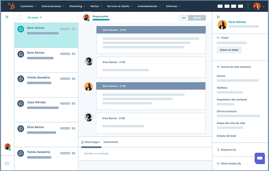 hubspot herramienta crm con integración al whatsapp