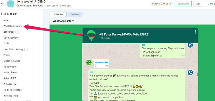 zoho herramienta crm con integracion con whatsapp