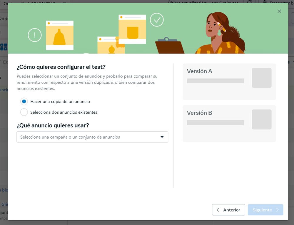 configurar test ab meta