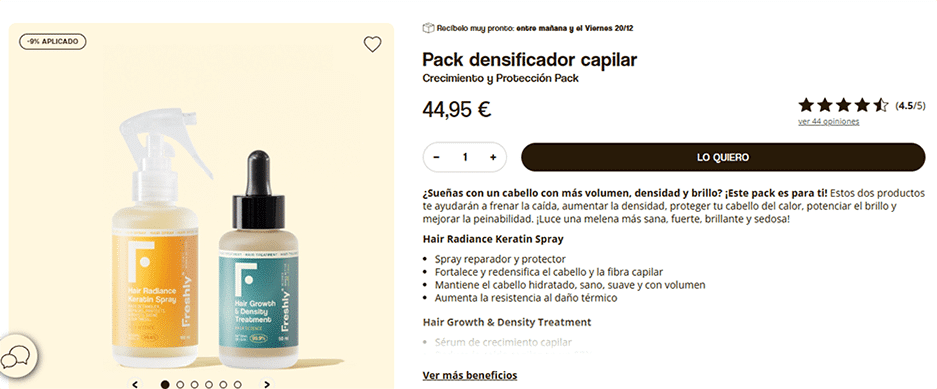 freshly cosmetics ejemplo bundle ventas