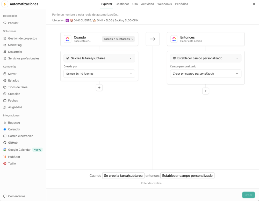 clickup automatizaciones