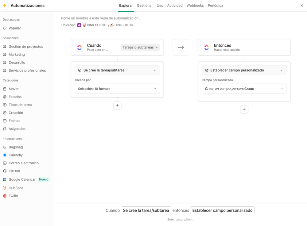 empieza a automatizar con clickup